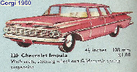 <a href='../files/catalogue/Corgi/220/1960220.jpg' target='dimg'>Corgi 1960 220  Chevrolet Impala</a>